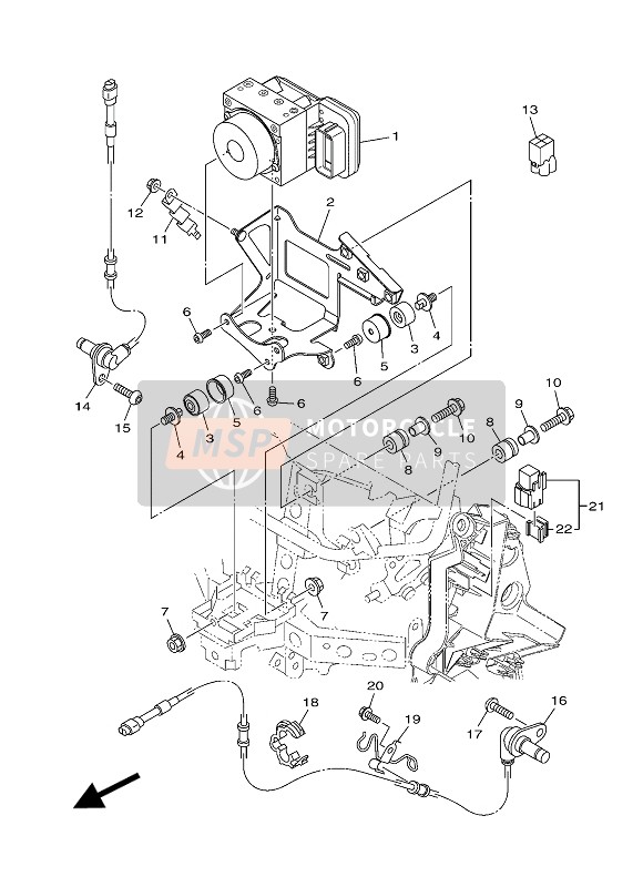 59C859800100, Wheel Sensor Assy, Rear, Yamaha, 0